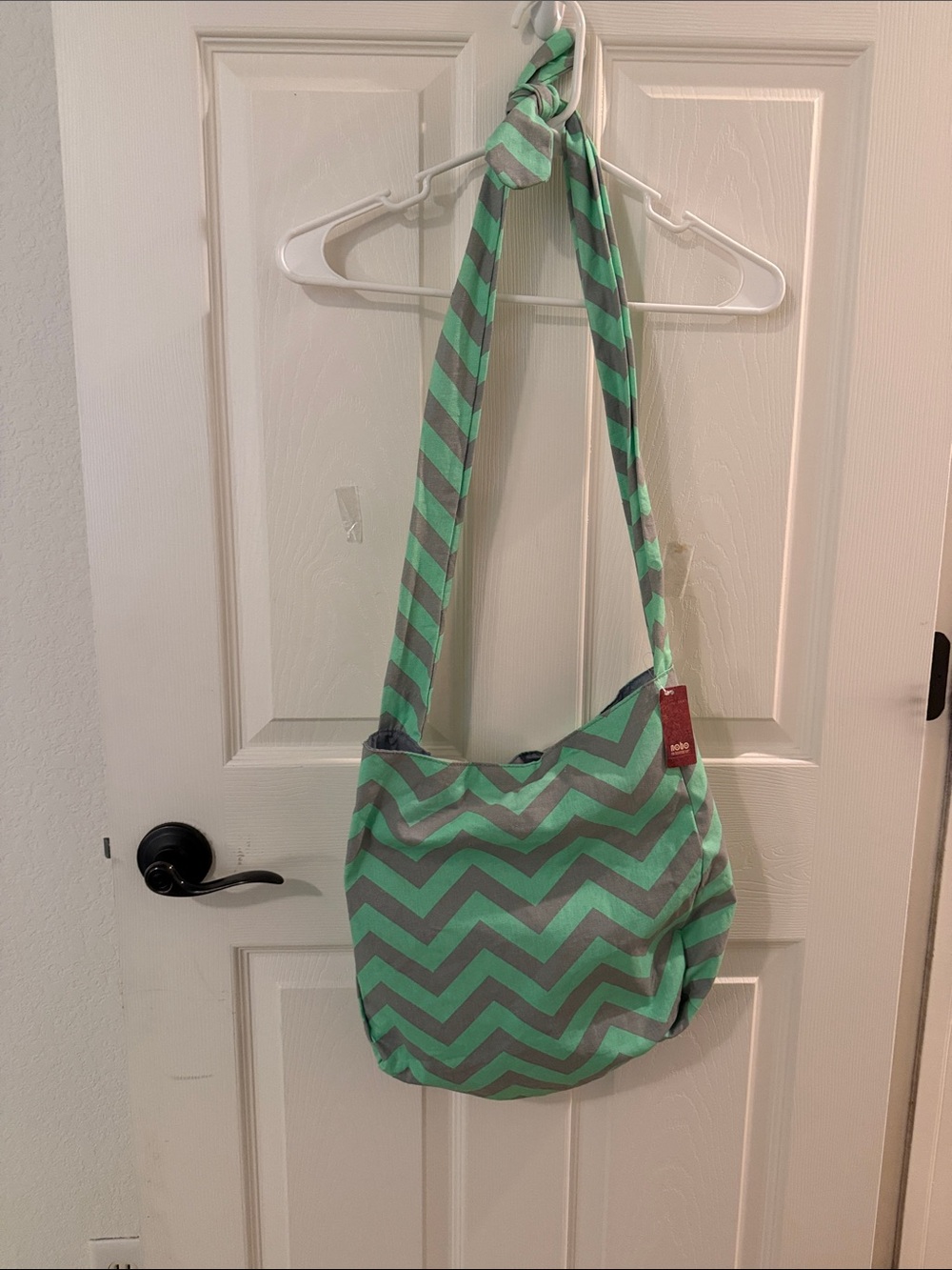 Y2K No Boundaries Chevron-Print Shoulder Bag in Mint Green and Gray